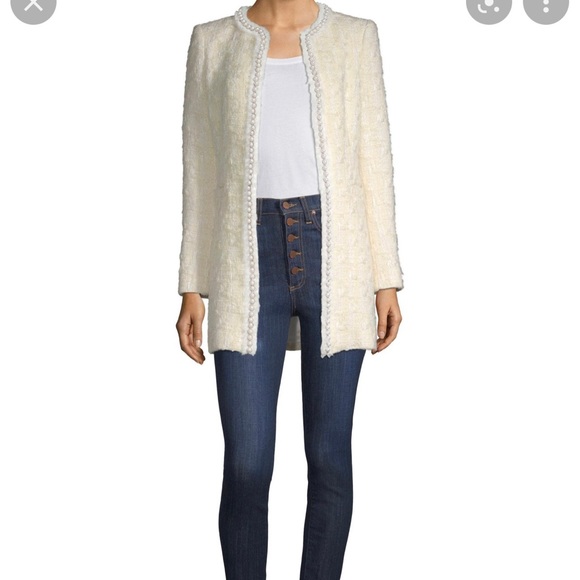 Alice + Olivia Andreas Tweed Pearl Trim Jacket - Picture 6 of 8